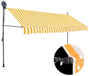 vidaXL Toldo retrátil manual com LED 350 cm branco e laranja