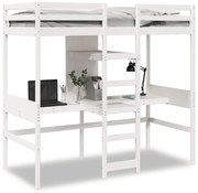 Cama alta c/ secretárias/prateleiras 90x200 cm pinho branco