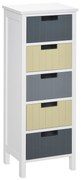 HOMCOM Cómoda de Madeira com 5 Gavetas Cómoda Auxiliar de Armazenamento com Pés Elevados Estilo Moderno 35x28x90,5cm Multicor | Aosom Portugal
