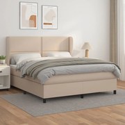 vidaXL Cama com molas/colchão 180x200 cm couro artificial cappuccino