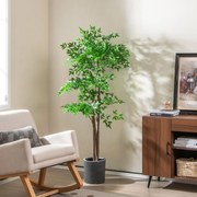 Planta artificial de 150 cm, bambu, árvore decorativa com vaso, planta decorativa de bambu verde