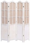 vidaXL Biombo com 4 painéis 140x165 cm tecido branco