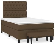 vidaXL Cama boxspring com colchão 120x190 cm tecido castanho-escuro