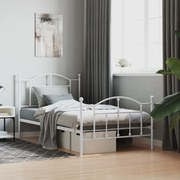 Estrutura de cama com cabeceira e pés 100x190 cm metal branco