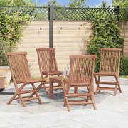 vidaXL Cadeiras de jardim dobráveis 4 pcs madeira teca maciça