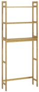 kleankin Estante sobre Sanita de Bambu com 3 Prateleiras Pés com Almofadas Antiderrapantes e Anti-Tombo 68x20x135 cm Madeira | Aosom Portugal