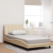 vidaXL Estrutura de cama sem colchão Hanko 100x200 cm tecido cor creme