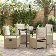 vidaXL Conjunto de Jantar de Jardim com 5 Peças Bege Rattan Sintético