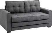 HOMCOM Sofá-cama Dobrável 2 lugares, Sofá de Tecido com Função Cama, Toque Linho, Estrutura em Madeira de Borracha, Cinza, 147,5 x 75 x 85 cm | Aosom Portugal
