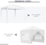 Outsunny Tenda de Jardim com Paredes Laterais Amovíveis Janelas Porta