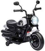 HOMCOM Motocicleta Elétrica para Crianças de 18-36 Meses com Bateria 6V Farol e Rodas Auxiliares Removíveis 76x42x57 cm Branca | Aosom Portugal