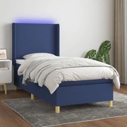 vidaXL Cama box spring c/ colchão e LED 100x200 cm tecido azul
