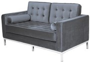Sofá ARLES – 2 Lugares – 143x80x80 cm – Tecido Velvet Cinza e Base em