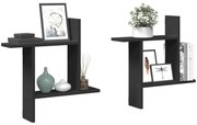 vidaXL Prateleiras de parede 2 pcs 50x12x50 cm derivados madeira preto
