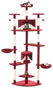 Árvore p/ gatos postes arranhadores sisal 203cm vermelho/branco