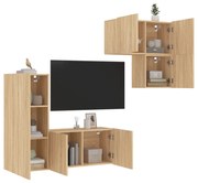 vidaXL 4 pcs móveis de parede p/ TV derivados madeira carvalho sonoma