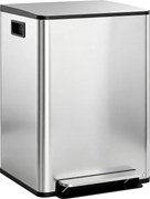 HOMCOM Balde de Lixo de Cozinha com 2 Compartimentos 2x30L Pedal Fechamento Suave e Cubo Amovível Prata | Aosom Portugal