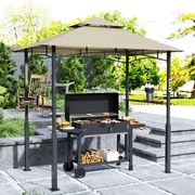 Tenda para churrasco 240 x 150 x 250 cm de dois andares com cobertura para jardim e iluminação LED, (GRELHADOR NÃO INCLUIDO) cor cáqui