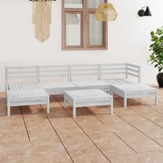 vidaXL 7 pcs conjunto lounge de jardim pinho maciço branco