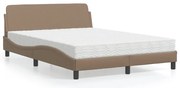 vidaXL Cama com colchão 140x190 cm couro artificial cappuccino