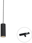 Candeeiro Pendente de Design Preto Incl. Adaptador para Calha Monofásica - Slimline Tubo