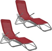 vidaXL Espreguiçadeiras 2 pcs estrutura de aço e textilene vermelho