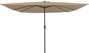 Parasol de Jardim Quadrado vidaXL com Luzes LED 295x245 cm Taupe