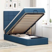 vidaXL Cama Otomana com Colchão &amp; LEDs Tecido Azul 90x200 cm