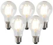 Conjunto de 5 lâmpadas LED E27 reguláveis transparentes 7W 806 lm 2700K
