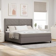 vidaXL Cama Box com colchão Cinzento-acastanhado 180 x 200 cm tecido