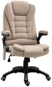 Vinsetto Cadeira de Escritório com Massagem 6 Pontos Reclinável até 130° com Aquecimento 67x74x107-116 cm Castanho Claro | Aosom Portugal