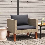 vidaXL Sofá de jardim individual com almofadões vime PE bege