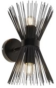 Candeeiro de parede Art Déco preto 2 luzes - Vassoura Art Deco