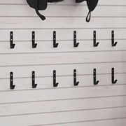 vidaXL Ganchos de parede formato de J 12 pcs aço preto