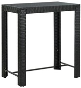 vidaXL Mesa de bar para jardim 100x60,5x110,5 cm vime PE preto