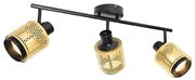 Foco industrial preto com dourado 3 luzes - Kayden Industrial