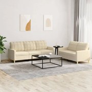 vidaXL 2 pcs conjunto de sofás com almofadões tecido cor creme