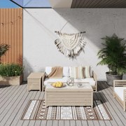 vidaXL Tapete de exterior c/ design reversível castanho/branco