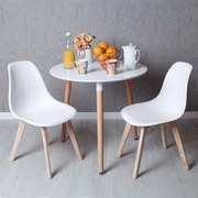 Conjunto Mesa Tower Redonda 80 cm Branca e Pack 2 Cadeiras Kelen - Branco