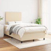 vidaXL Cama com molas/colchão 120x200 cm tecido cor creme