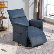 Poltrona Relax Reclinável Elétrica com Função Memória Apoio para Pés Controlo Remoto e Bolsos Laterais 80x83x104 cm Azul