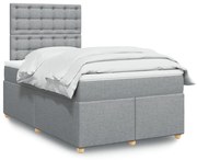 Cama boxspring com colchão 120x190 cm tecido cinzento-claro