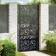 vidaXL Portão de jardim 105x205 cm preto design de folha de aço