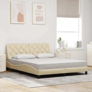 vidaXL Estrutura de cama sem colchão 160x200 cm tecido cor creme