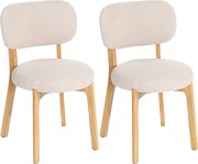 HOMCOM Conjunto com 2 Cadeiras de Jantar Cadeiras de Cozinha Estofadas Pés em Madeira de Hevea 46,5x52x80 cm Creme | Aosom Portugal