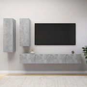 4 pcs conjunto de móveis de TV derivados madeira cinza cimento
