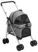 vidaXL Carrinho dobrável para cães 76x50x100 cm tecido oxford cinzento