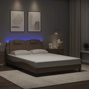 vidaXL Estrutura cama c/ luzes LED 120x200 couro artificial cappuccino