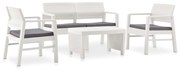 4 pcs conjunto lounge de jardim com almofadões plástico branco