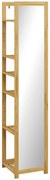 HOMCOM Móvel Coluna de Casa de Banho de 6 Níveis em Bambu com Espelho 6 Prateleiras Natural 35x35x168 cm | Aosom Portugal